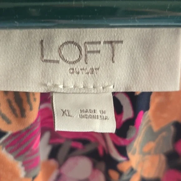 LOFT Floral Blouse - Pink, Orange, Black - Picture 2 of 4